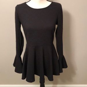 Anthropologie peplum and bell sleeve top